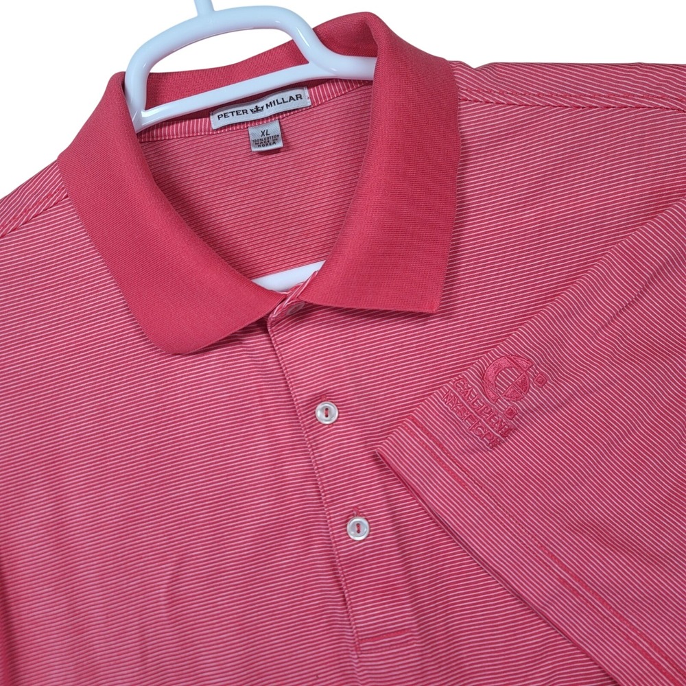 VTG Peter Millar Mens XL Polo Shirt Pink White Cotton Short Sleeve Golf Korea
